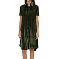 thumbnail image 3 of Floral Dresses for Women Fashion Solid Color Loose Short-Sleeved Velvet Shirt Dress Dress Floral Vocation Beach Sundress, 3 of 7
