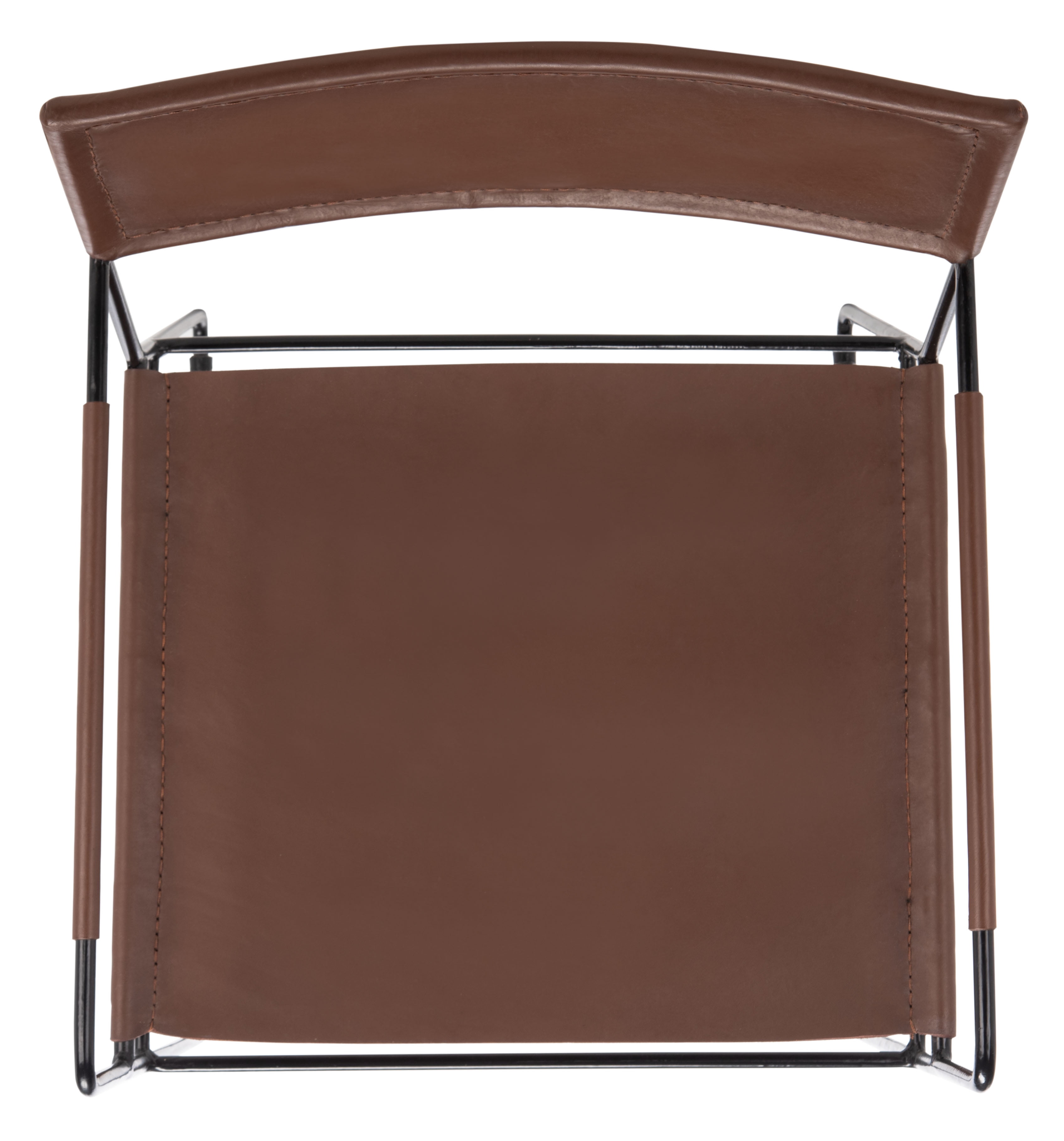 SAFAVIEH Alyx Glam Leather Solid Dining Armchair, Cognac/Black (Set of 2)