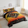 thumbnail image 3 of Western Quilt Vintage Geometry Triangle Diamond Bedding Set,Boho Western Comforter Set King,Southwestern Native Aztec Duvet Insert Ethnic Tribe Arrow Sriped Room Decor,Orange Grey, 3 of 7