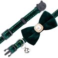 thumbnail image 4 of Cat Dog Collar with Bow Tie Faux Pearl Ornament Velvet Solid Color Bell Safety Kitten Puppy Pet Wedding Party Halloween Xmas Festive, 4 of 8