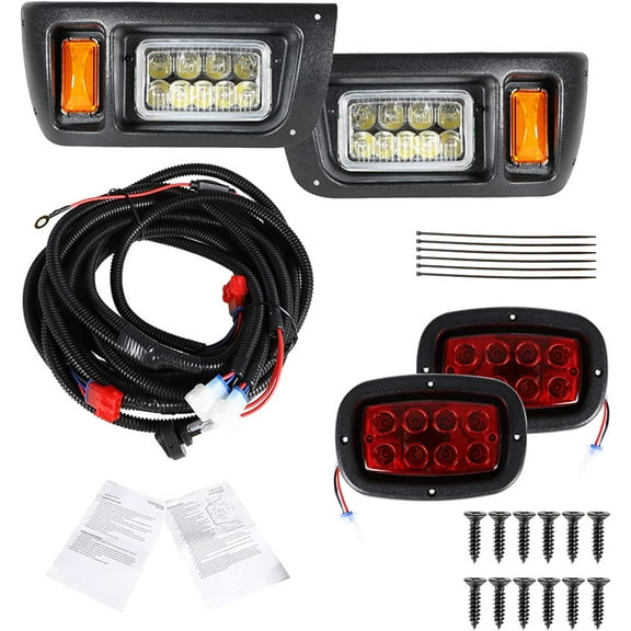 Genrics Golf Cart Light Kit Adjustable Headlights Tail Lights Replacement for Club Car DS 1993 Up Electric Gas