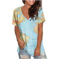 thumbnail image 1 of ICHUANYI Clearance Women's Fashion Printing Casual V-neck Short Sleeve Loose T-shirt Tops(Light Blue, S) ICHUANYI WER2023081008140, 1 of 4