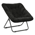 thumbnail image 3 of TANGJEAMER Folding Chair, Saucer Chair with Metal Frame, Comfy Moon Chairs for Bedroom, Living Rooms, Apartments, Garden and Courtyard  (Black), 3 of 8