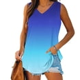 thumbnail image 2 of DailkTrvid Summer Women's Gradient Color Tank Top V-Neck Classic Tops Basic Casual Loose Fit Flowy T-Shirt Tunic Blouses Basic Sleeveless Vests, 2 of 6