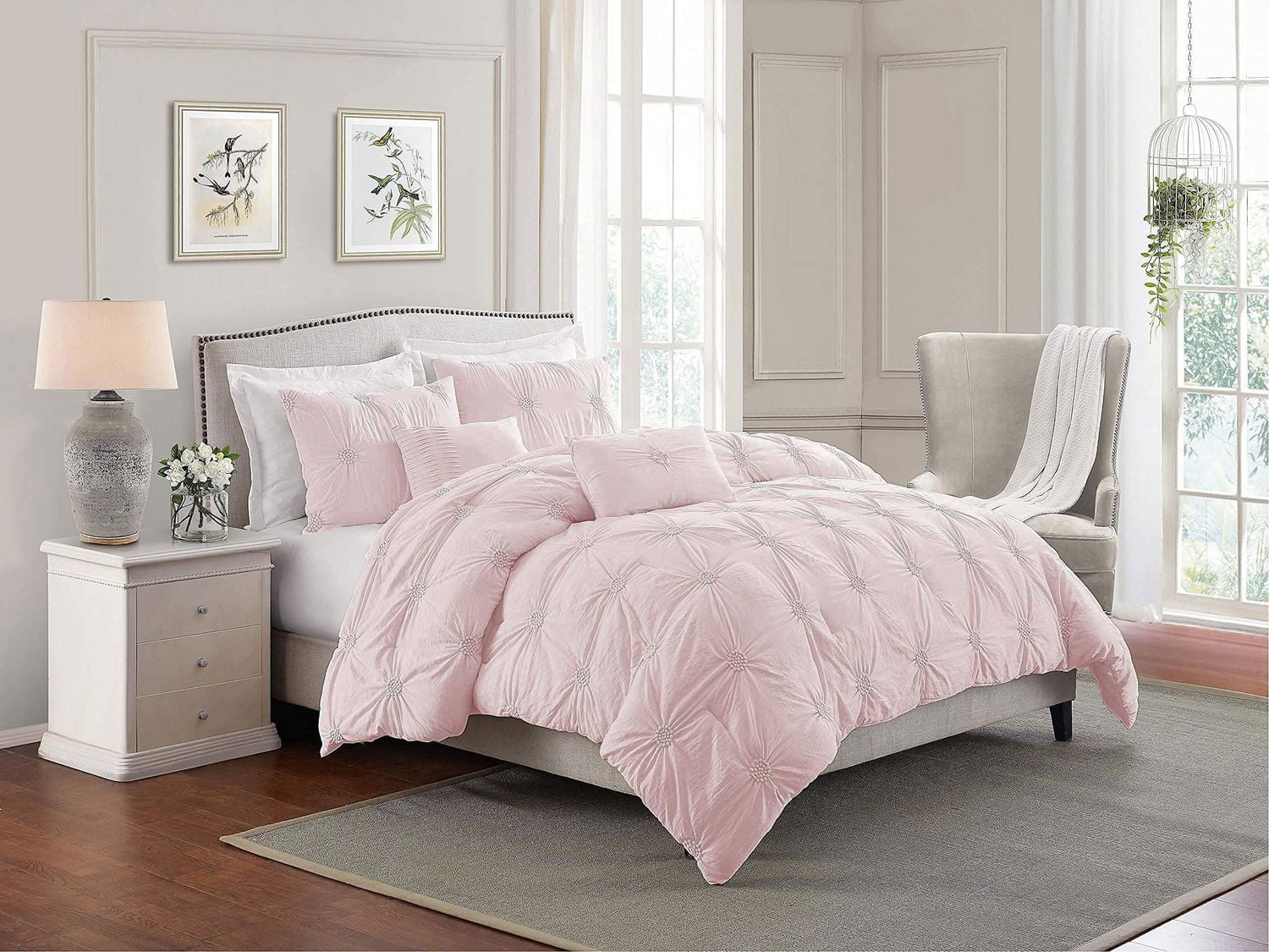 Floral Ruched Comforter Set