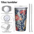 thumbnail image 4 of Pioneer Flower 10oz Tumblers Stainless Steel Tumbler with Lid and Straw,Vacuum Insulated Double Wall Travel Tumbler Cups with Cleaning Brush for Coffee, Tea, 4 of 4