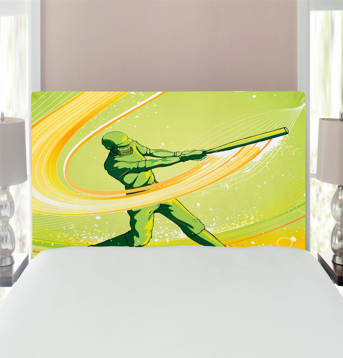 Baseball Headboard, Baseball Player Hits Ball Batter Athlete Pitcher