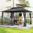 thumbnail image 2 of Outsunny Pavillon de Terrasse à Double Toit 10 Pieds x 13 Pieds avec Rideaux, Gris, 2 of 9