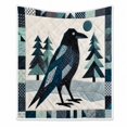 thumbnail image 2 of Mystical Black Bird Patchwork Throw Blanket Soft Flannel Plush Bed Couch Decor With Geometric Raven Pattern 39.4x59.1 Inch, 2 of 4