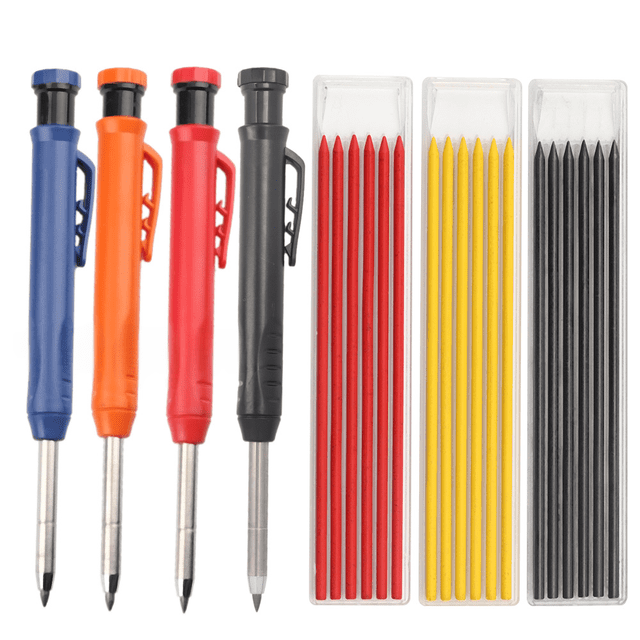 Lápiz para carpintería con orificios profundos, marcador profesional para carpintería, marcador ajustable, recambio de grafito
