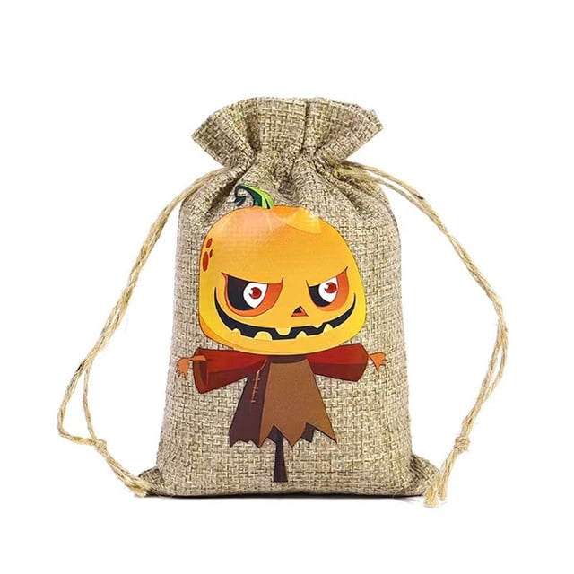 Halloween Drawstring Candy Bag Burlap Pouch for Party and Wrapping Ideal for Trick or Treating Storage Solution for Festive Occasions