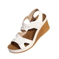 thumbnail image 2 of Open Toe Cutout Sandals, Platform Sandals Peep Toe Two Adjustable Band Backless Slingback Sandal Ladies Low Wedges Heel Comfy Cushioned Footbed Walking Shoes for Beach Vacation Outdoor, White 9, 2 of 7