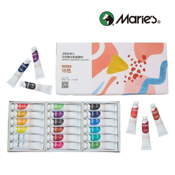 Marie's 18-Count Gouache Paint, 12ml Tubes - Vibrant, Opaque Gouache Paint for Art, Posters & Crafts