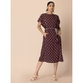 thumbnail image 1 of Indya Women's Maroon Foil Boota Belted A-Line Dress, 1 of 6