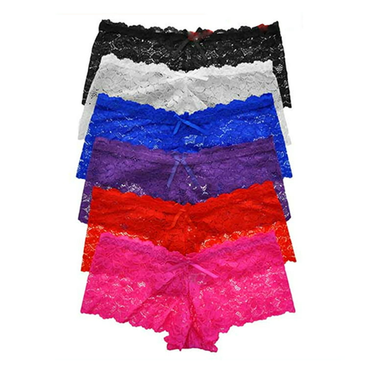 6 X Sexy Boy Shorts Lace Floral Hipster Brief Panties Women