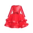 thumbnail image 1 of Girls Dress Long Sleeve Red Ball Gown Wedding Party Pageant 6 Years, 1 of 5