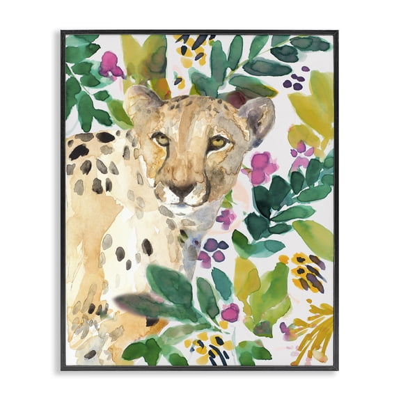 Stupell Industries Bohemian Garden Plants Cheetah Black Framed Giclee Art, 11 x 14, by Lanie Loreth
