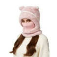 thumbnail image 7 of Uandlove Fleece Lined Bear Ear Winter Hat for Adults, Warm Windproof Unisex One-Size with Face Cover/Neck Gaiter (Light Pink), 7 of 7