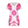 thumbnail image 4 of 2 Piece Pajamas Sets for Women Summer Tie-dye Outfits Short Sleeve Pleated V Neck Top and Shorts Set lounge Homewear (S, pink 04), 4 of 5