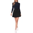 thumbnail image 2 of INSPIRE CHIC Women's Pleated Knit High Waist A-Line Ribbed Mini Skirt Black XS, 2 of 6