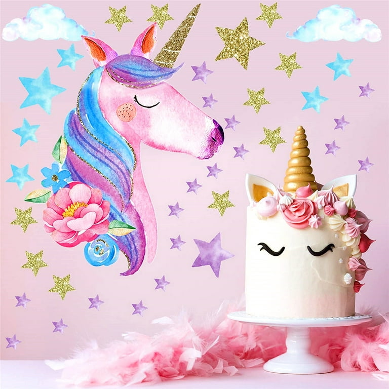 Unicorn Wall Decal,Large Size Unicorn Wall Sticker Decor for Gilrs Kids  Bedroom Birthday Party