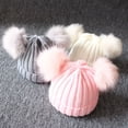 thumbnail image 5 of Automne Hiver Nouveau-Né Bébé Filles Garçons Bonnet Chaud Tricoté Boules Duveteuses Pompon Adorable Tuque, 5 of 5