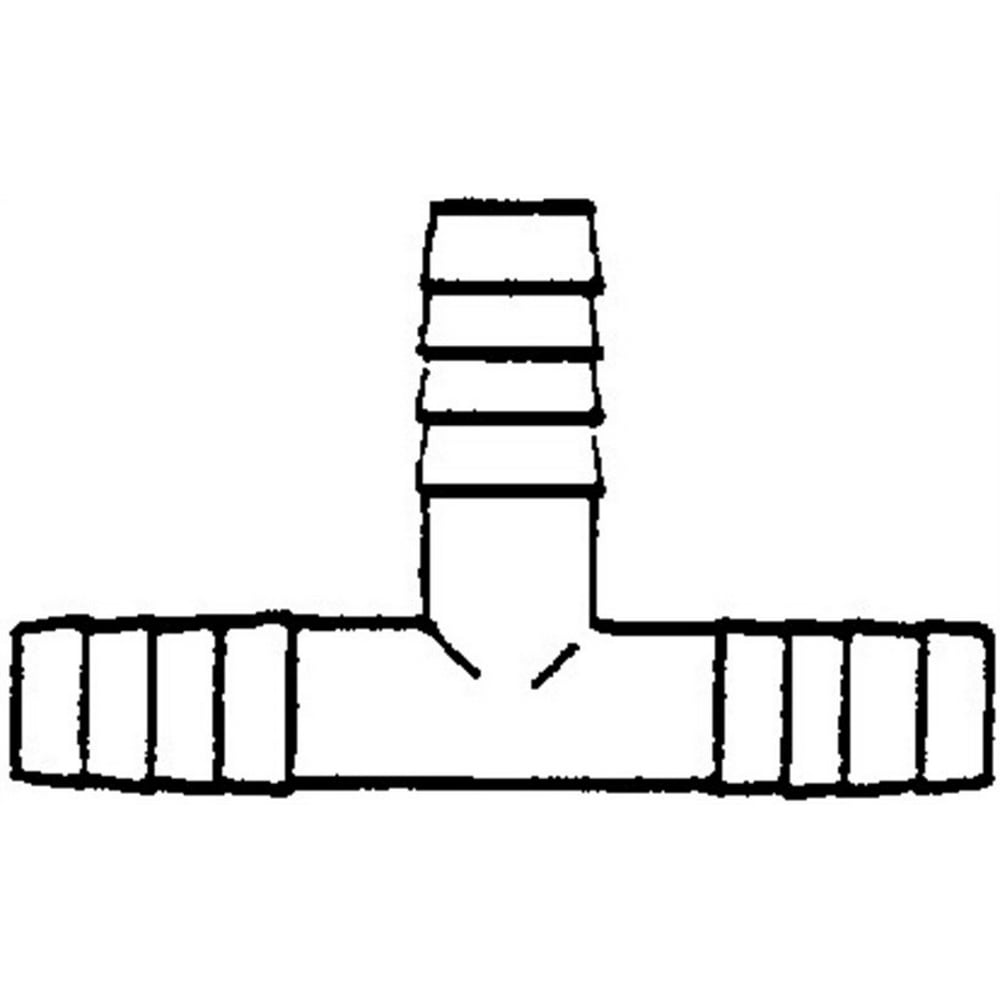 Hose Barb Tee,Pl 5/8x5/8x1/2
