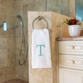 thumbnail image 5 of Decorvo Teal and White Bathroom Hand Towel - Monogrammed Luxury Hotel Quality Decorative Towel - GOTS Organic Certified - Pack of 2, Letter T, 5 of 7