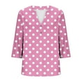 thumbnail image 4 of fatyb Plus Size Tops for Women 3/4 Sleeve Button V Neck Casual Tee Shirts Womens Loose Tunic Blouses, 4 of 5