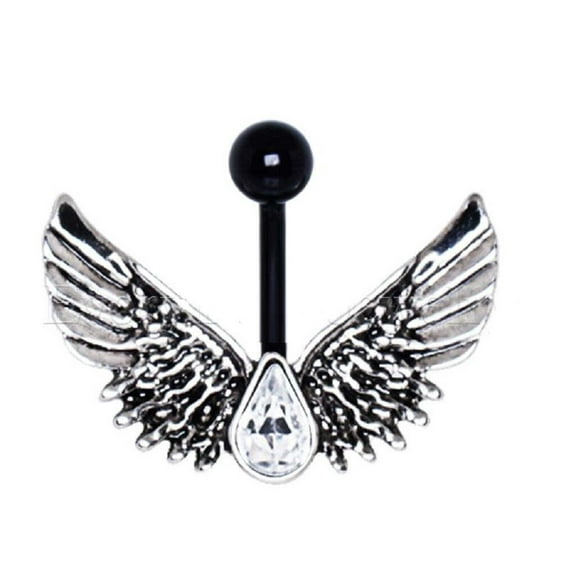 Belly Button Ring Teardrop Angel Wings Body Jewelry 14 Gauge