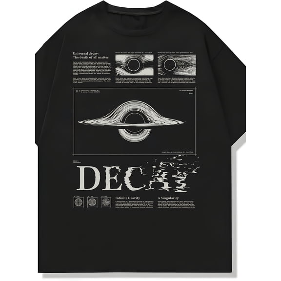 Casual Graphic Black Hole Science Astronomy Decay Vintage Grunge Y2k Cotton Men's Women's T-Shirt
