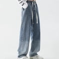 thumbnail image 2 of Zylarhe Casual Pants for Men Male Gradient Jeans Casual Loose Straight Leg Wide Leg Pants With Elastic Waist And Floor Length Pants Casual Pants Relaxed Fit Cargo Pants for Men, 2 of 8