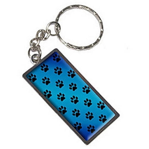 Paw Prints On Parade Blue Keychain Key Chain Ring