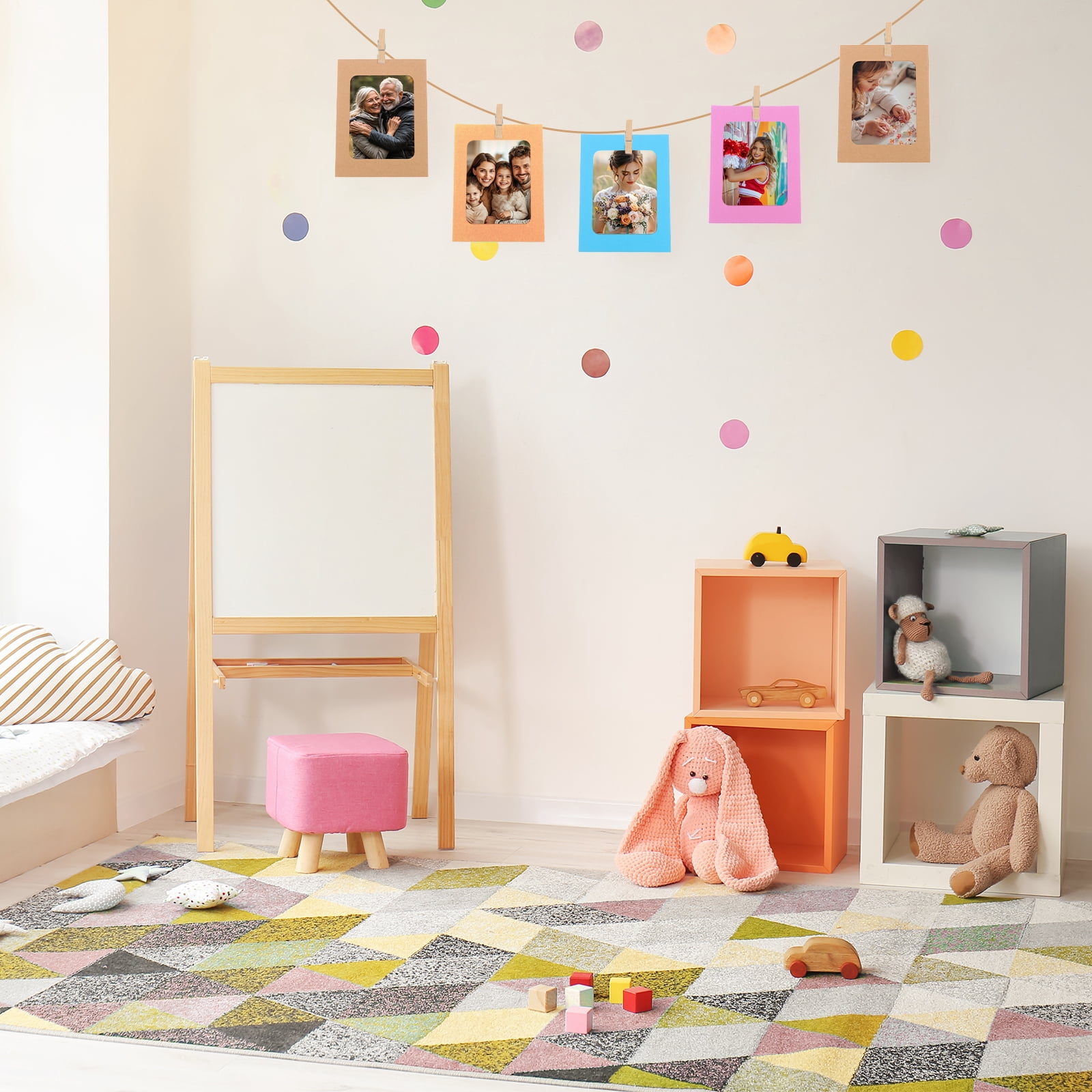 Unique Bargains Kraft Photo Display Banner with Clips String Picture Frames White