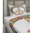 thumbnail image 2 of Ambesonne Hippie Fitted & Top Sheet Set with Sham, Floral Peace, Multicolor, 2 of 4