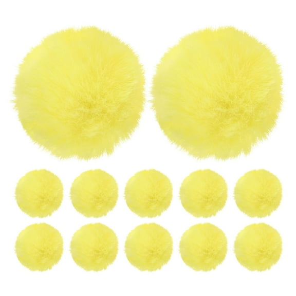 Uxcell 12-Pack Faux Fur Pom Poms, 2.4 Inch/ 6 cm Soft Fluffy PomPoms Balls Faux Rabbit Fur with Elastic Loop for DIY[Bright Yellow]