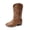 BROWN, variant on Girls' Cowboy Boots Western Cowgirl Boots with Floral Embroidery Mid-Calf Round Toe Boots Side Zipper