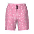 thumbnail image 4 of Lsque Mens Swim Trunks Snowflake pink backgrounds Pattern - Bathing Suit Compression Liner - Beach Swim Shorts Swimwear - (S-3XL) - Stretch Quick Dry -Small, 4 of 9