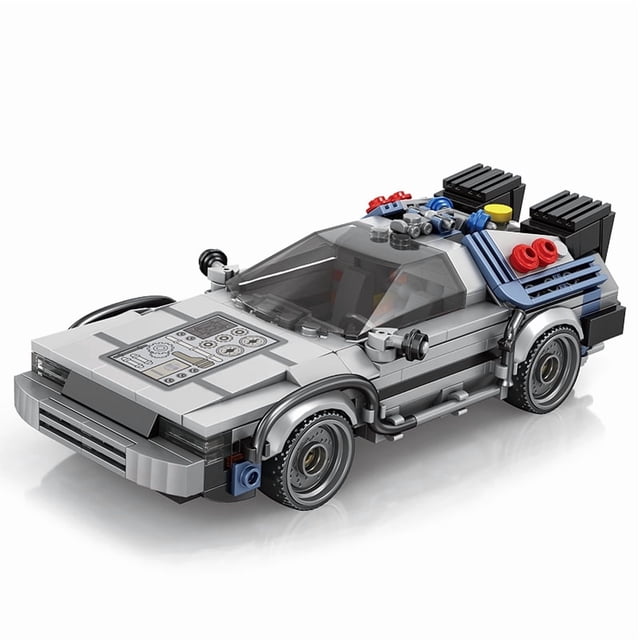 Bloques de construcción de automóviles de carreras de películas clásicas 1:24, modelo MOC, coches deportivos, juguetes, ladrillos para volver al futuro, regalos para festivales de vehículos para