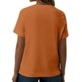 thumbnail image 3 of Women's Summer Solid V-Neck Short Sleeve Shirts Plus Size Vintage Button Tunics T-Shirt Casual Blouse Tops Orange XXXL, 3 of 5