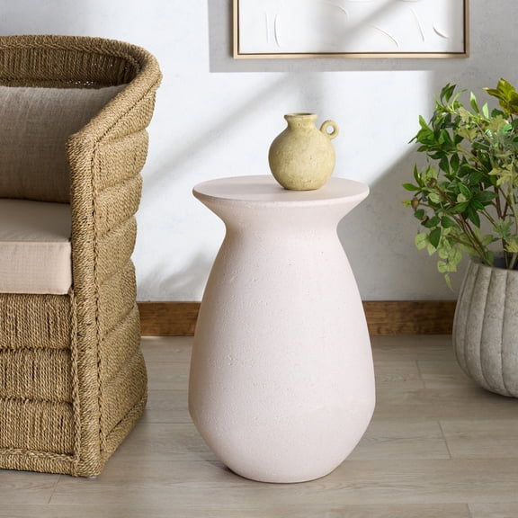Safavieh Couture Dynah Modern Concrete Round End Table, Ivory