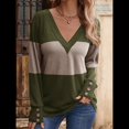 thumbnail image 4 of Blusas Elegantes e Informales para Mujer, con Bloques de Color, de Larga y Cuello en V, para Otoño. Verde M, 4 of 6