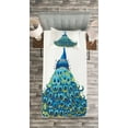 thumbnail image 3 of Ambesonne Peacock Quilted Bedspread Set 2 Pcs, Floral Feathery Bird Motif, Twin Size, Blue Yellow, 3 of 3