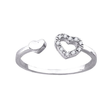 925 Sterling Silver Womens Cubic Zirconia Adjustable toe ring Size 7 toe ring for Women - 1.2 Grams