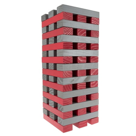 Nontraditional Giant Wooden Blocks Tower Stacking Game, Outdoor Yard Game, For Adults, Kids, Boys and Girls by Hey! Play! (Red and
