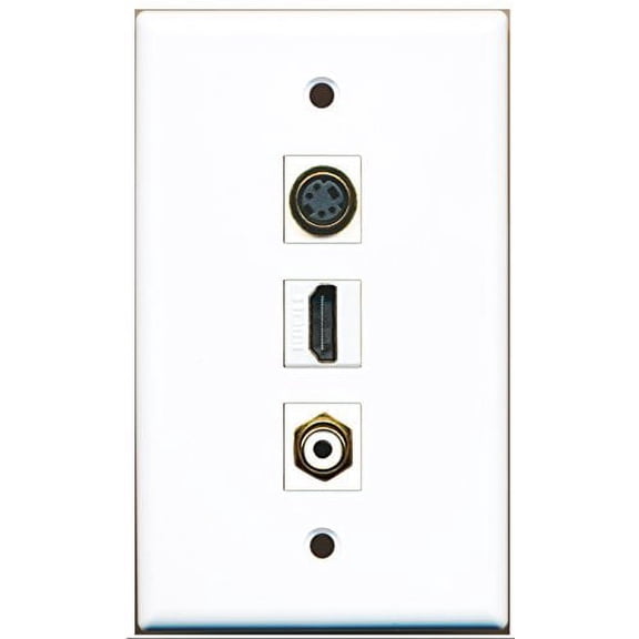 RiteAV - 1 Port HDMI 1 RCA White 1 S-Video Wall Plate