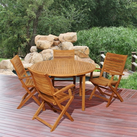 Ia Olympia Teak 5 Piece Round Patio Dining Set Com Ia Olympia Teak 5 Piece Round Patio Dining Set