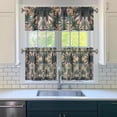 thumbnail image 3 of Kitchen Curtains 24 Inch Short - 3 Panel Set, Rod Pocket Window Curtain with Tropical Palm Tree Sunset Print, 100% Polyester for Boho Kitchen, Beach Room, Easy Wash, 3 of 6