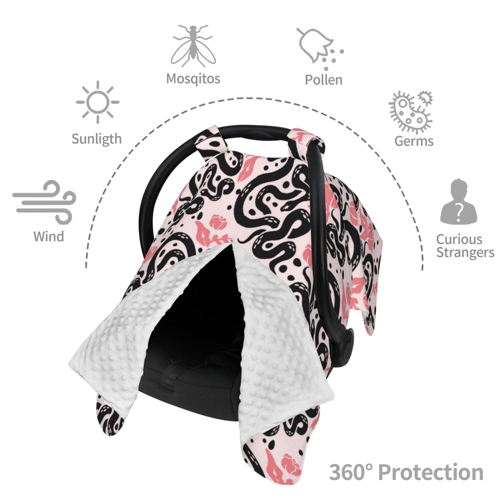 Naloa Black Snake Baby Car Seat Cover, Breathable Baby Carrier Cover, Multiuse Baby Carrier Cover & Nursing Breastfeeding Cover