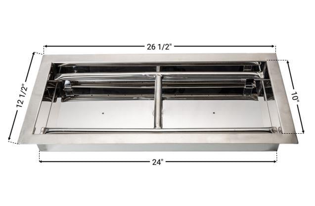 24" Heavy-Duty Stainless Steel Rectangular Drop-in Style Fire Pit Burner Pan